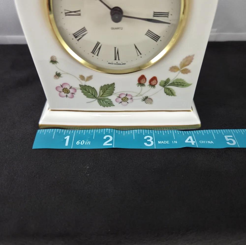 Vintage Wedgwood Bone China Wild Strawberry Dome Mantle Clock